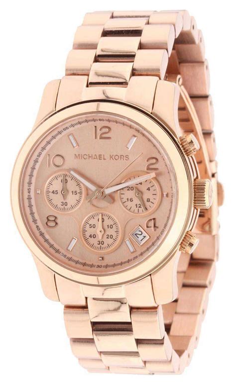 michael kors runway oversized rose gold tone stainless steel watch|michael kors black runway watch.